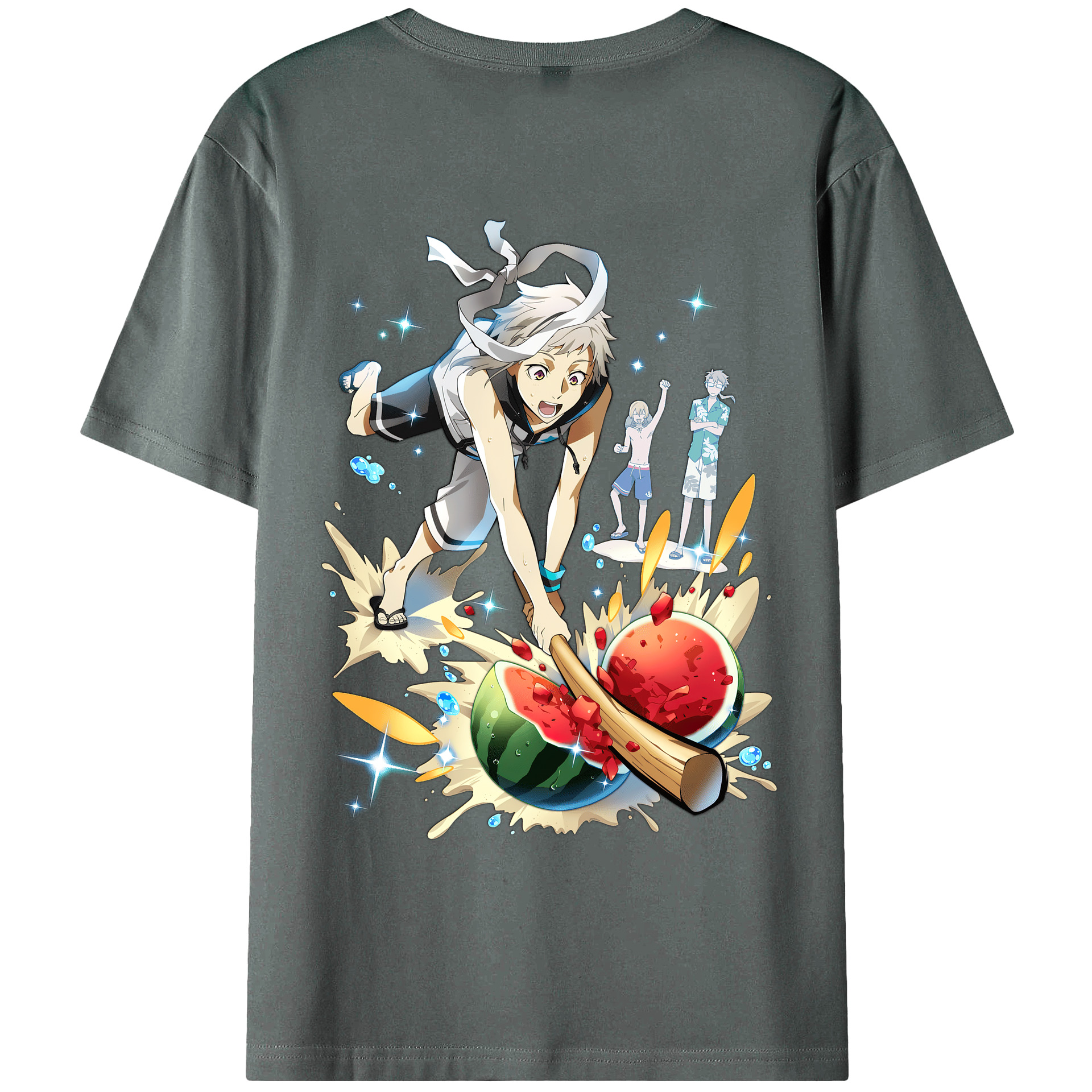 （画像用） 文豪ストレイドッグス Bungo Stray Dogs 綿100％ メンズ半袖Tシャツ（バックプリント） 通気性